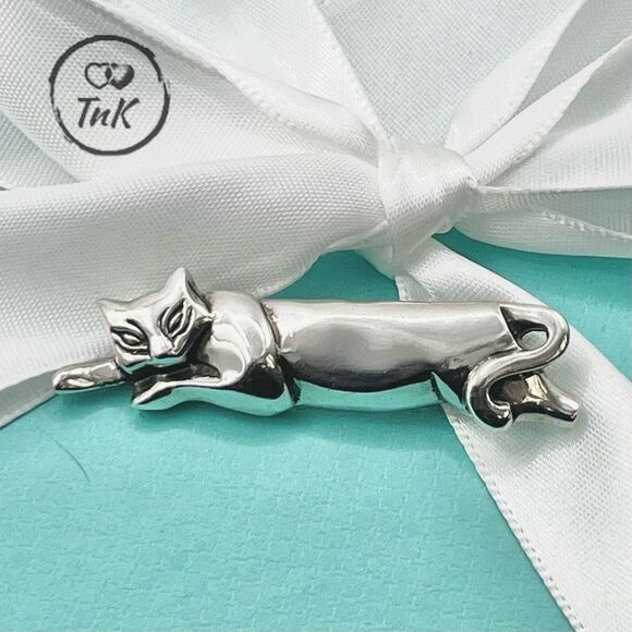 Tiffany & Co. Sterling Silver Cat Brooch Pin - 925 Silver - Picture 15 of 16